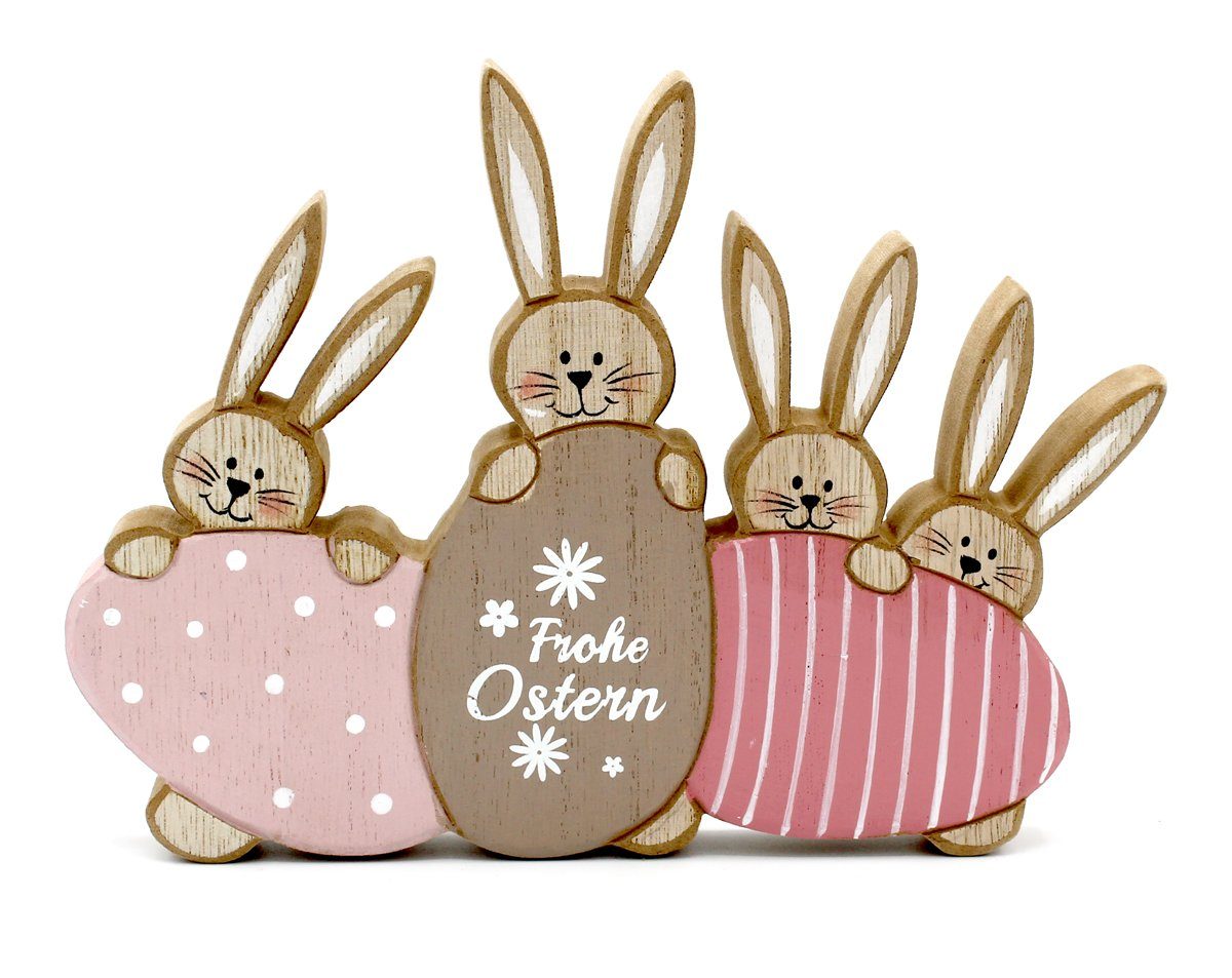 niedlich modern Osterfigur Dekofigur H&F Osterdeko Osterdekoration süß Ostern Landhaus Frühlingsdeko pink LB Holz (Shabby Frühling Wohnzimmer HASENGRUPPE, rosa Dekoteller Dekohase 2023 Hase weiß Tischdeko Dekoaufsteller Tischdekoration modern Fensterbank Lilienburg Osteraufsteller Osterhase Hygge),