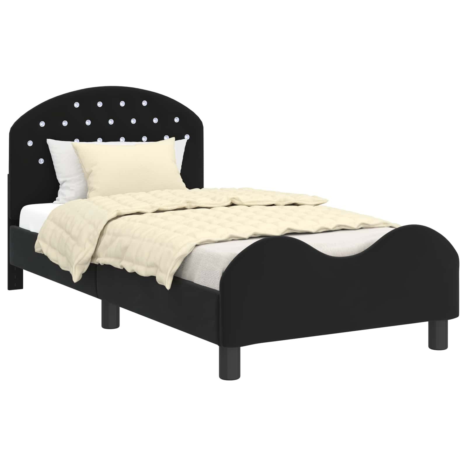 vidaXL Bett Kinderbettgestell mit Kopfteil Schwarz 80 x 160 cm Samt (1-tlg) günstig online kaufen