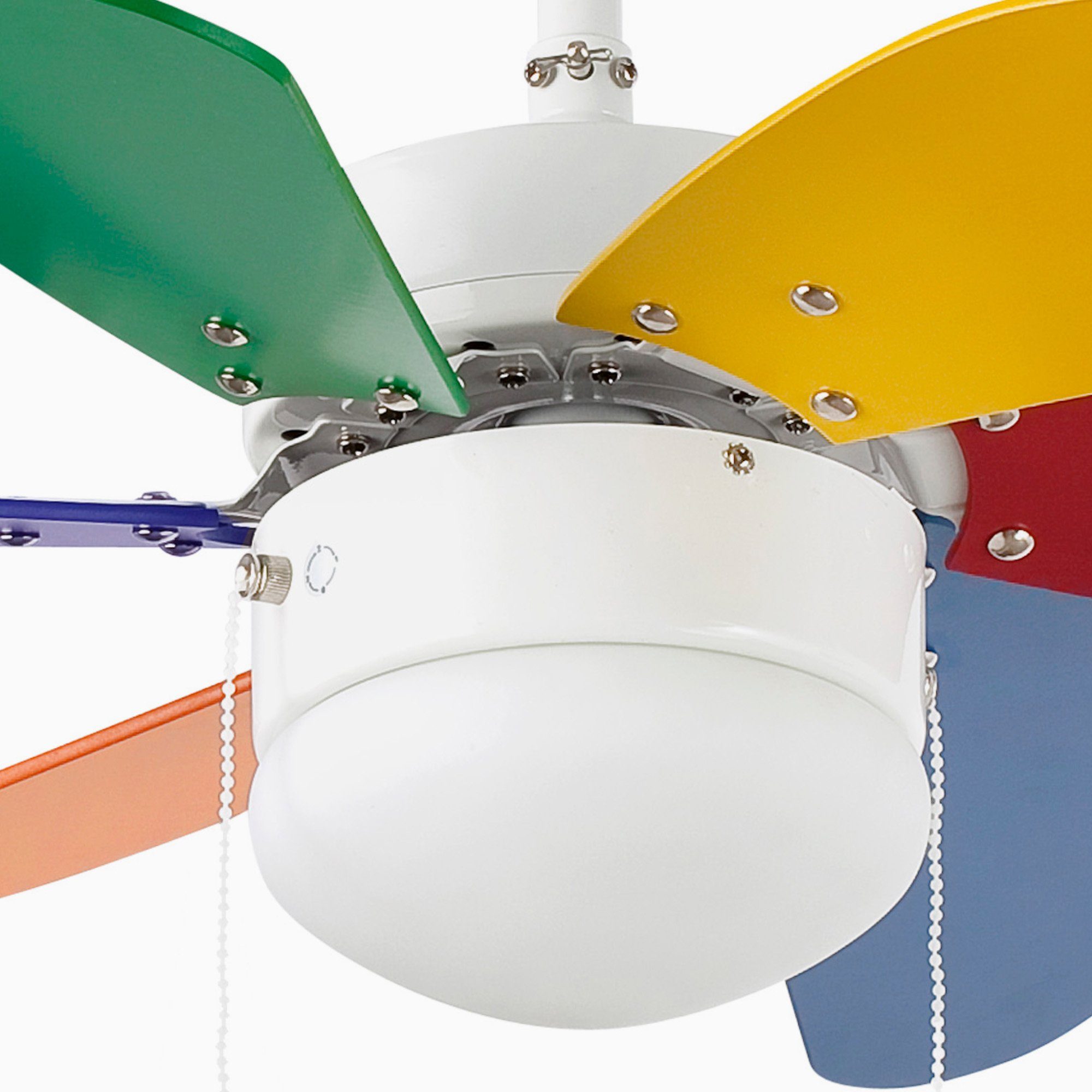 FARO Barcelona Deckenventilator Deckenventilator Palao Bunt 81 cm mit Licht, Mit Zugschnur