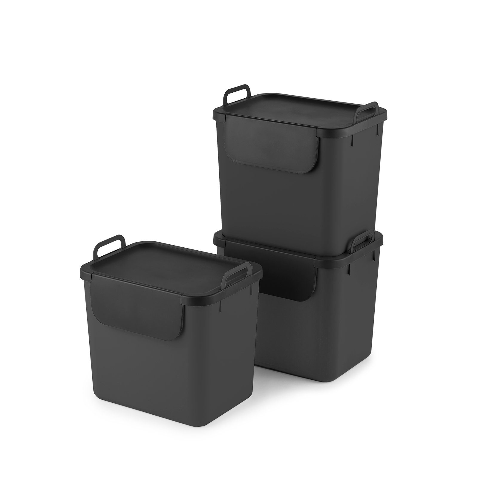 ROTHO Mülltrennsystem Jive 3er-Set Abfallbehälter 30 l – ideal für Recycling in der Küche