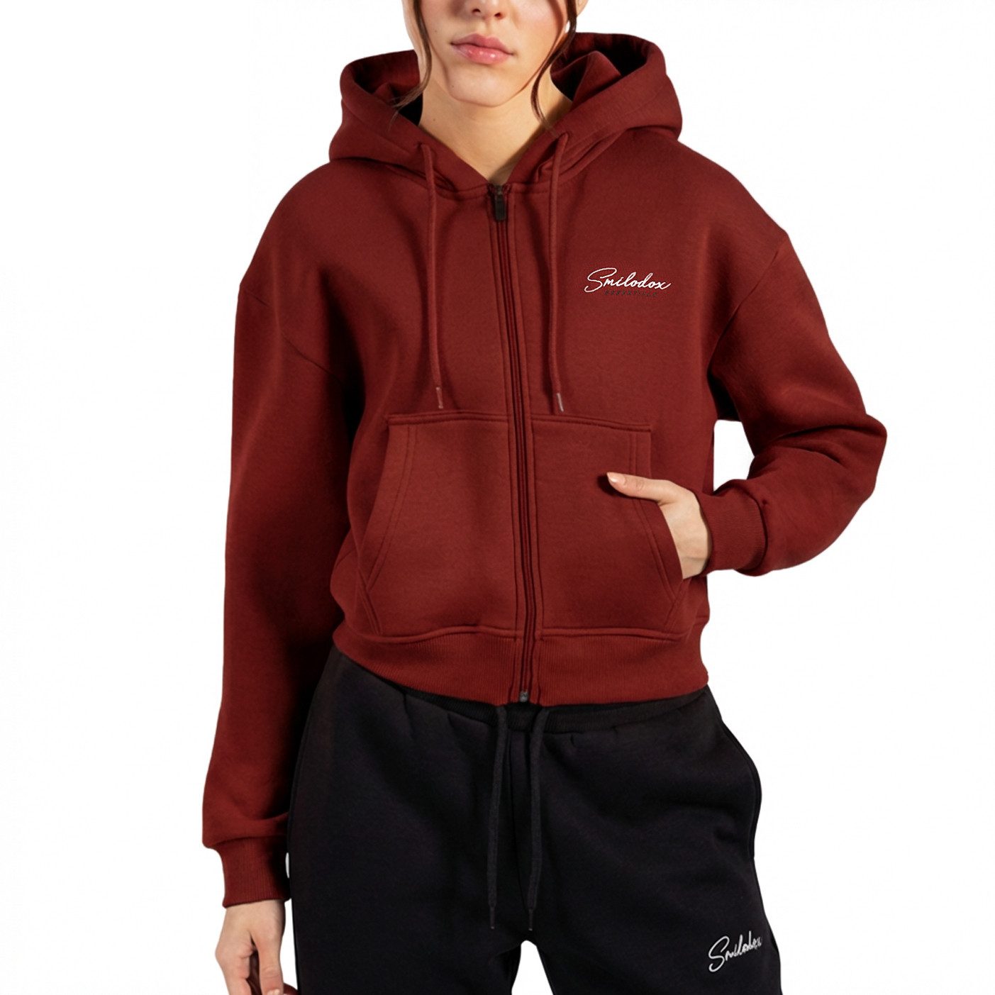 Smilodox Kapuzenstrickjacke Enara, Strickjacke mit Frontzipper und Kängurut günstig online kaufen