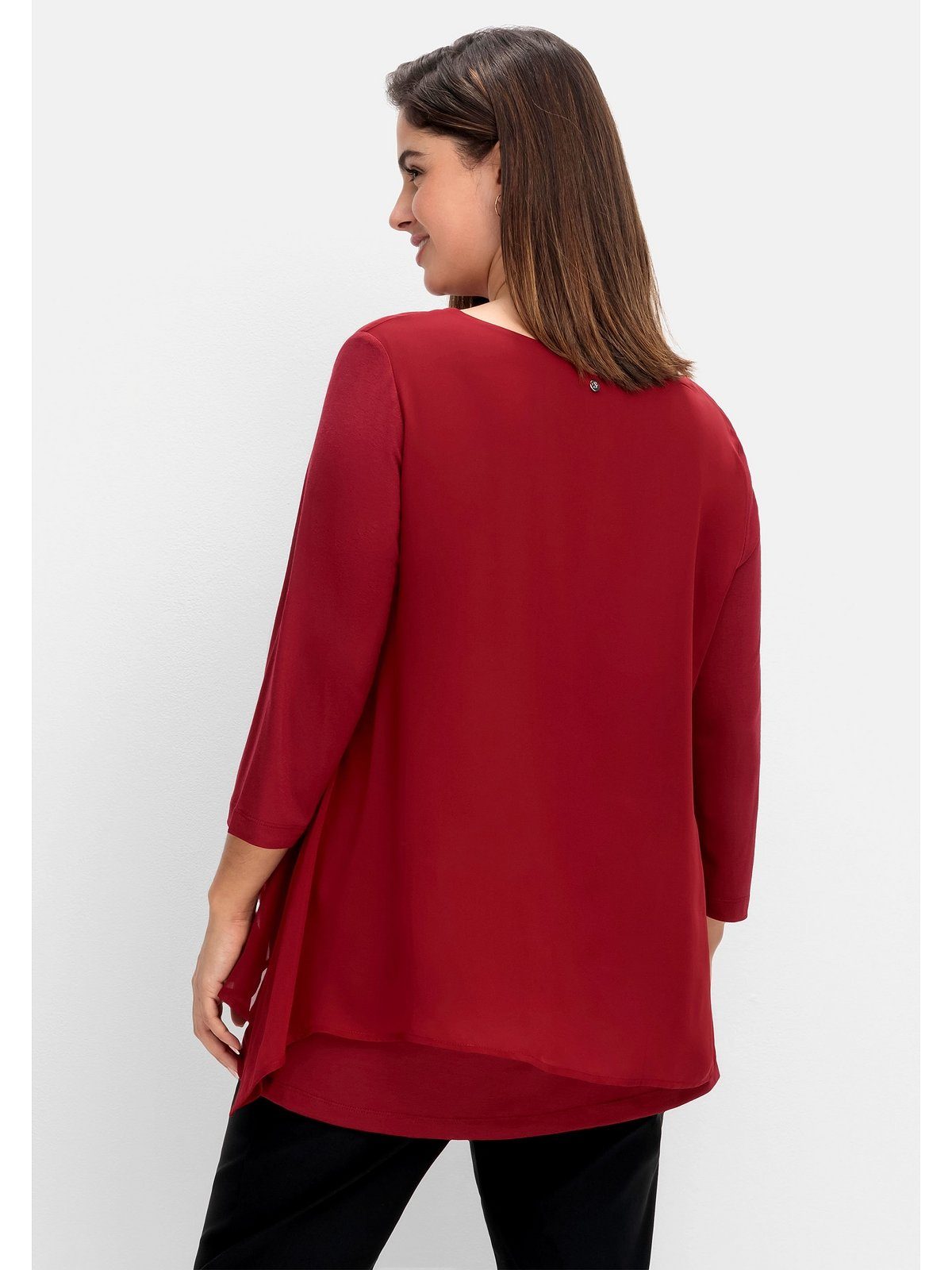 Sheego 3/4-Arm-Shirt Große Größen mit Chiffon-Oberteil