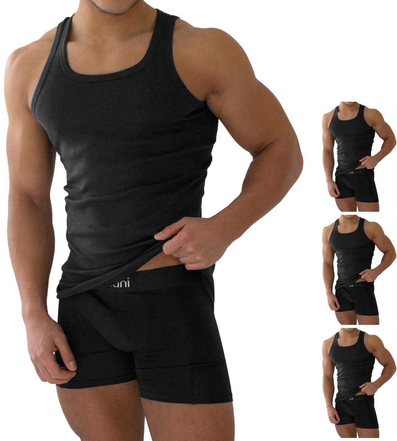 normani Unterhemd 4 Stück Herren-Unterhemd Feinripp Schwarz mit Feinrippung günstig online kaufen