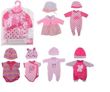 Baby Rose Puppenkleidung Puppenbekleidung Set 43 cm Baby Kleid mit Mütze rosa Punkte (3er Set, 3-tlg., 3 Teile), puppenbekleidung 43 cm rosa für Baby Born Puppe und andere Puppen