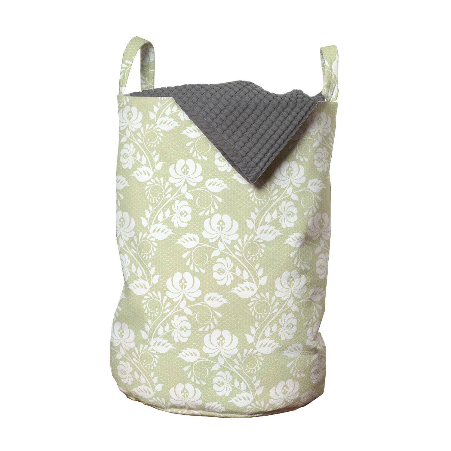 Thin Hexagons Wäschesäckchen für mit Griffen Grid Wäschekorb Abakuhaus Kordelzugverschluss Waschsalons, Jahrgang Blumen