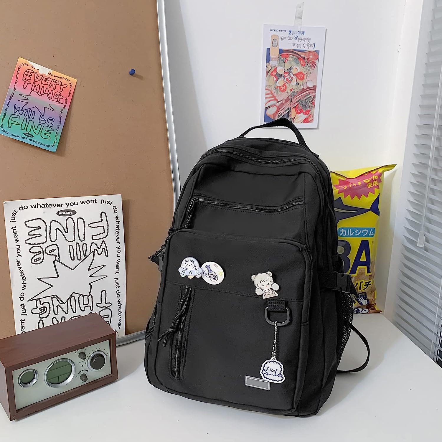OKWISH Laptoprucksack Schulrucksack Damen Rucksack groß mit Laptopfach (Backpack Tagesrucksack, mit Seitentaschen und ergonomisch gepolstert), für Mädchen Teenager Uni Arbeit Business Reise Freizeit usw.