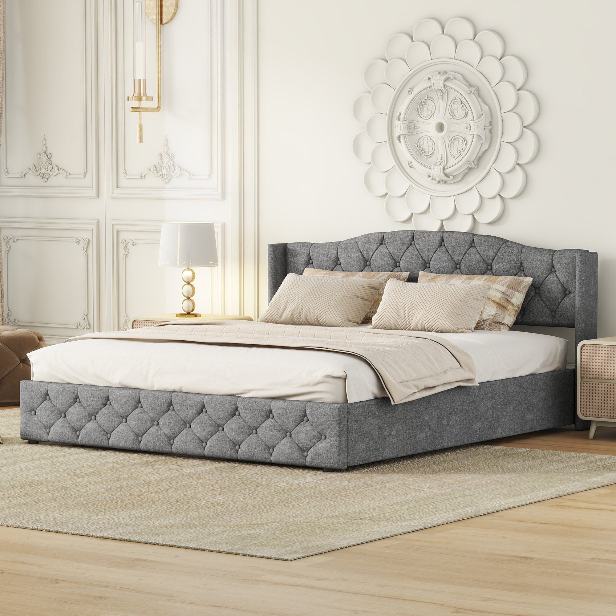OKWISH Polsterbett Funktionsbett Doppelbett Bett Stauraumbett günstig online kaufen
