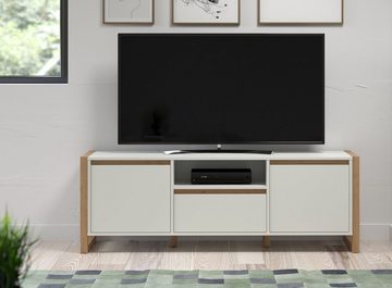 trendteam Lowboard Dakota (TV Unterschrank in weiß mit Eiche Artisan, 150 x 56 cm), mit viel Stauraum