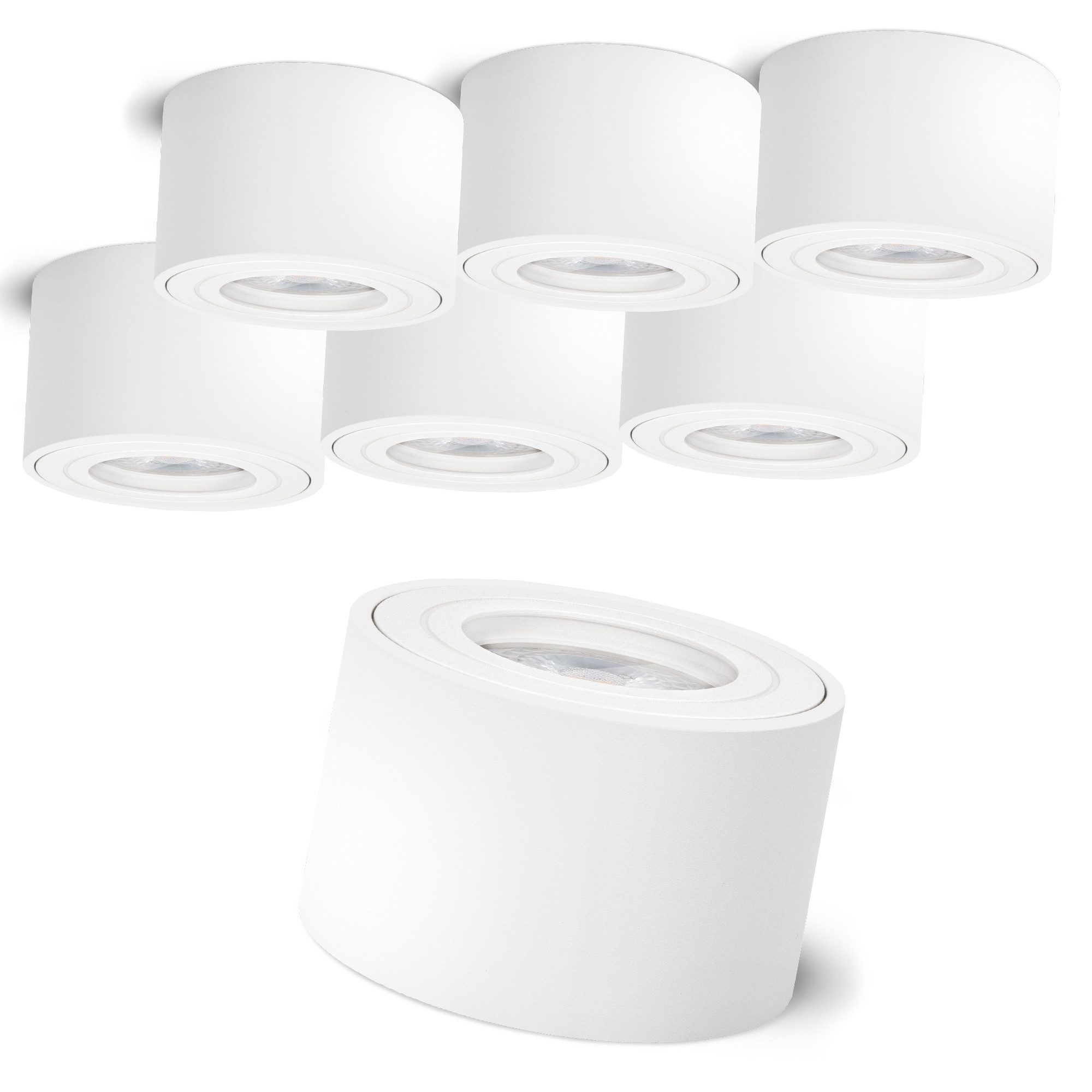 SSC-LUXon LED Außen-Deckenleuchte Aufbauleuchte SMOL-W matt weiß IP44 inkl. Modul LED 2W warmweiß 230V, Warmweiß