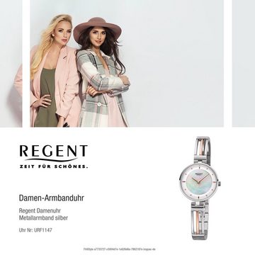 Regent Quarzuhr Regent Damen Uhr F-1147 Metall Armband-Uhr, Damen Armbanduhr rund, klein (ca. 28mm), Metallarmband