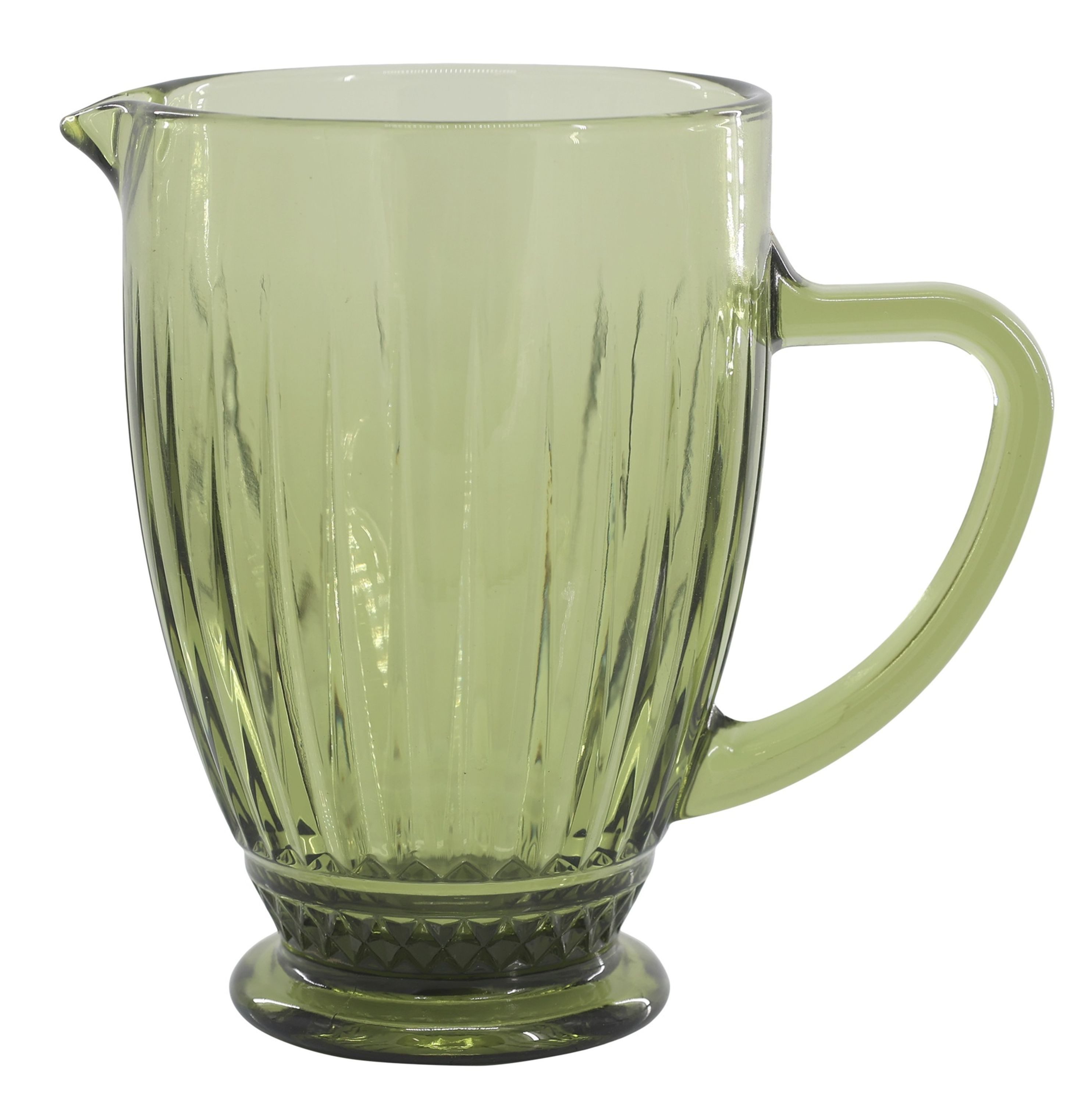 Chic Antique Kanne Chic Antique - Kanne Krug Wasserkrug Karaffe Glas mit Muster 1 l Grün