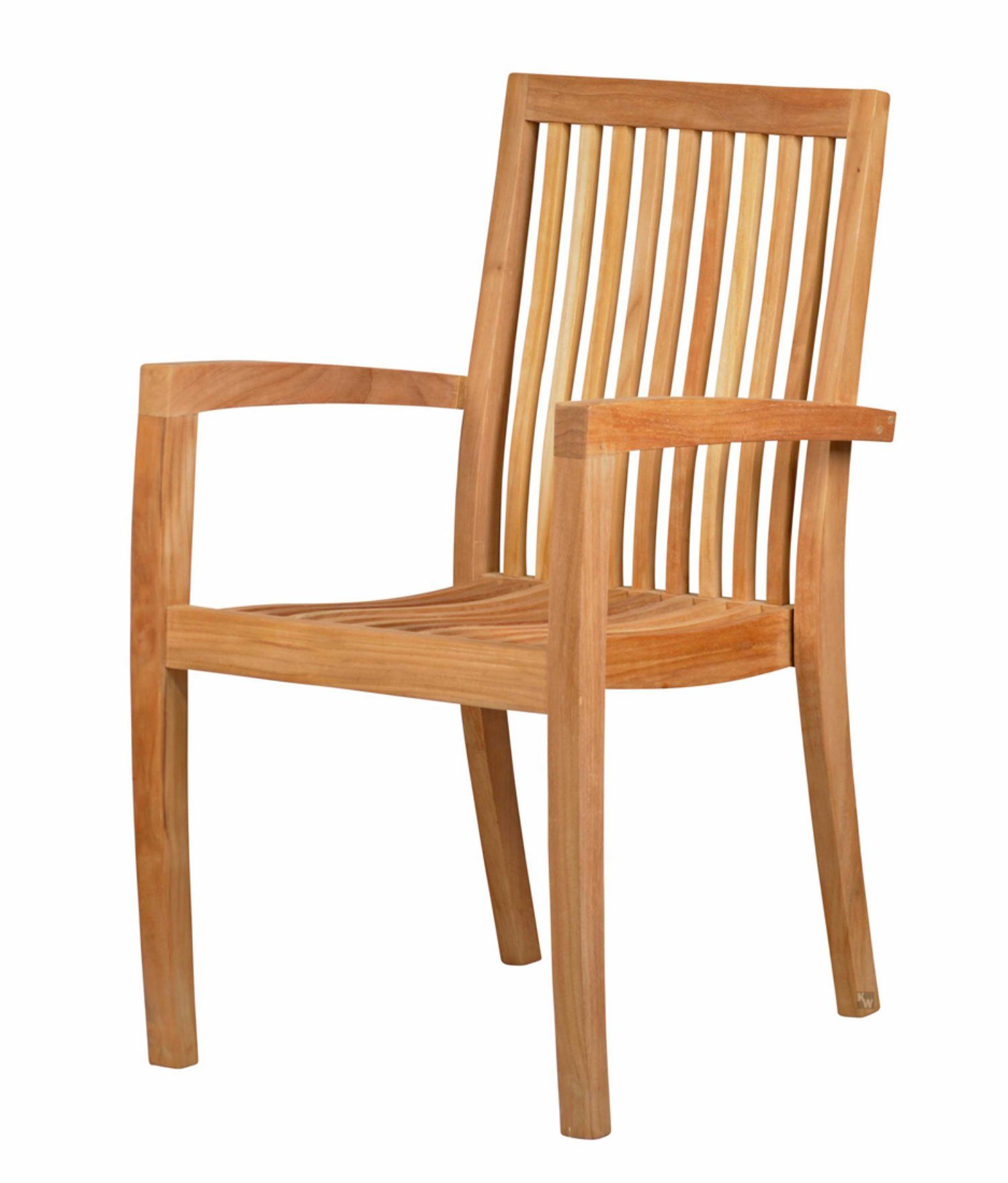 Kai Wiechmann Gartenstuhl Teak Stapelsessel wetterfest, unbehandelt & platzsparend, ergonomisch geformter Teak Gartenstapelstuhl