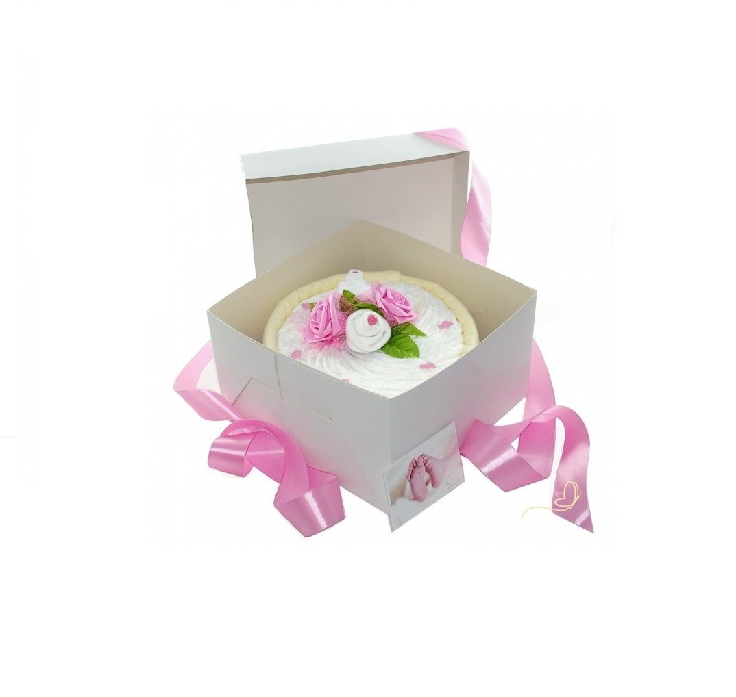 Neugeborenen-Geschenkset Windeltorte CAKEBOX, Geschenk zur Geburt, Babyparty, Baby Shower