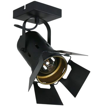 Steinhauer LIGHTING LED Deckenspot, Leuchtmittel nicht inklusive, VINTAGE Decken Leuchte Dielen Studio Strahler Lampe schwarz-gold Spot