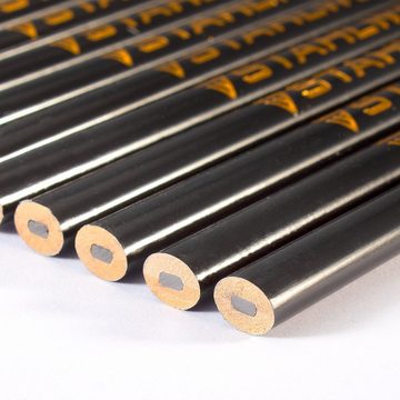 STAHLWERK Bleistift Zimmermannsbleistift Set 12-teilig 176 mm, (Set), 12 ovale, mittelharte (HB) Baubleistifte inklusive Anspitzer