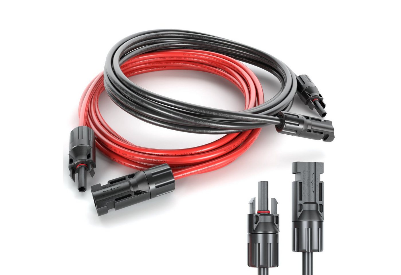 VESKA Solaranlage Solarkabel PV Stecker Solarstecker MC4 Photovoltaik, (2 Verlängerungskabel (1x rot, 1x schwarz), Kabel Set 6mm²