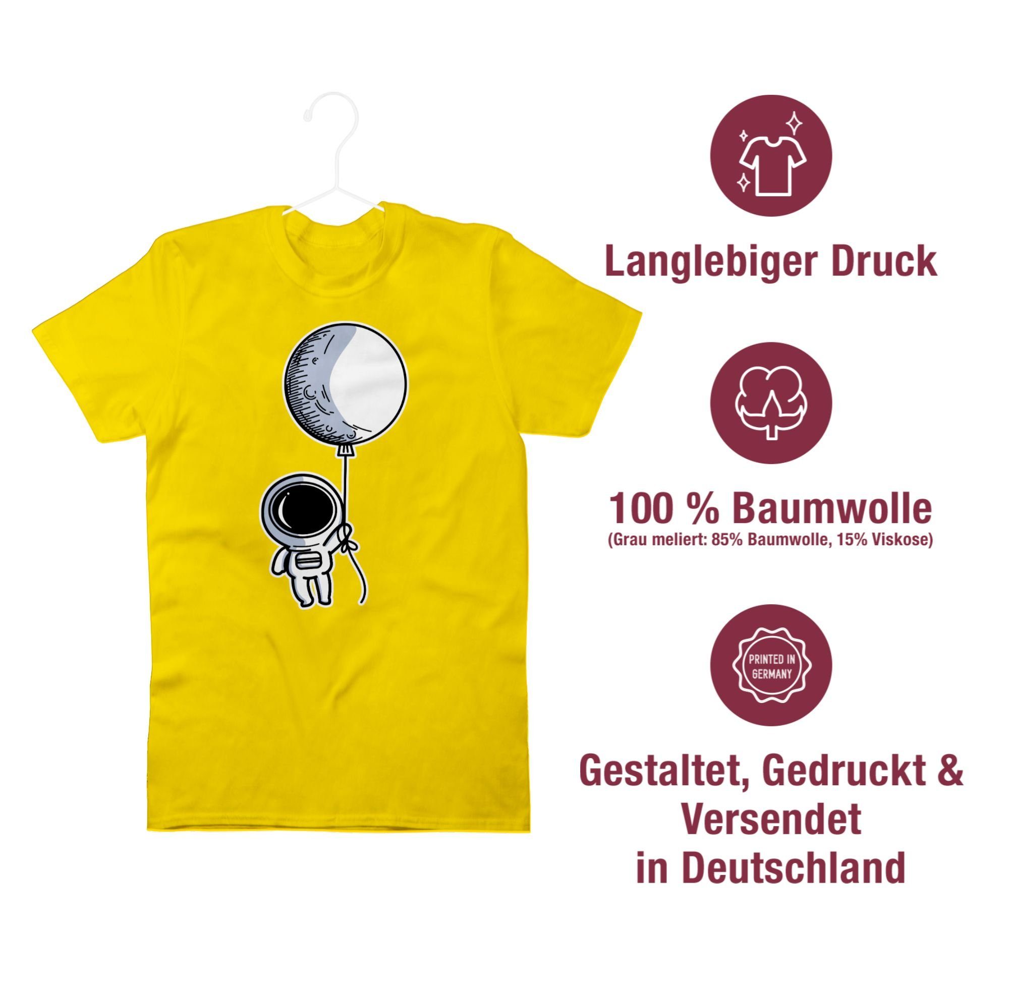 Shirtracer T-Shirt mit Luftballon Gelb Astronaut 02 Geschenke Nerd