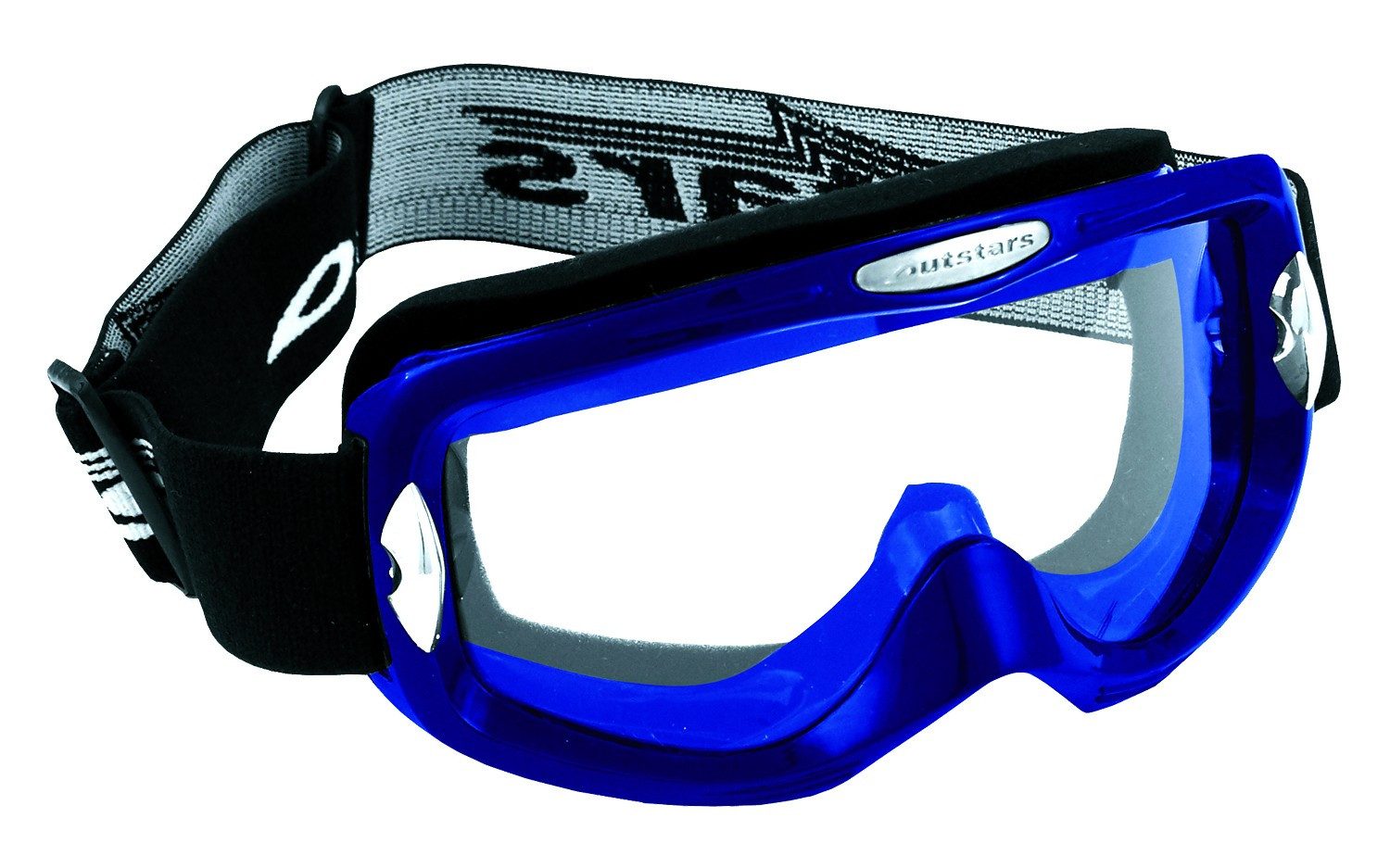 OUTSTARS Motorradbrille RO 4062 Crossbrille mit klarer Sichtscheibe und Belüftung, blau, auswechselbare Brillenscheibe