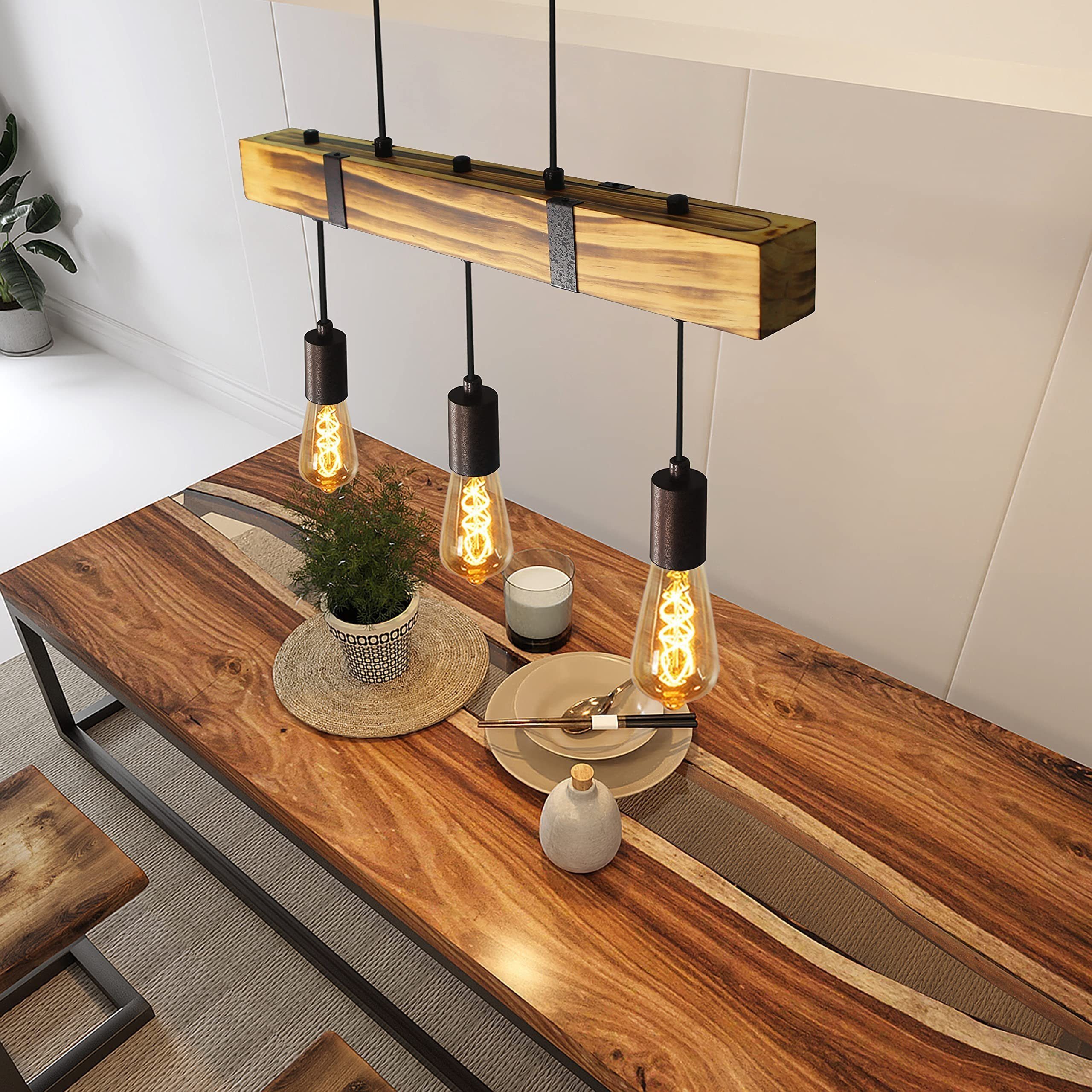 ZMH Pendelleuchte Vintage Pendelleuchte Holz Esstischlampe, günstig online kaufen