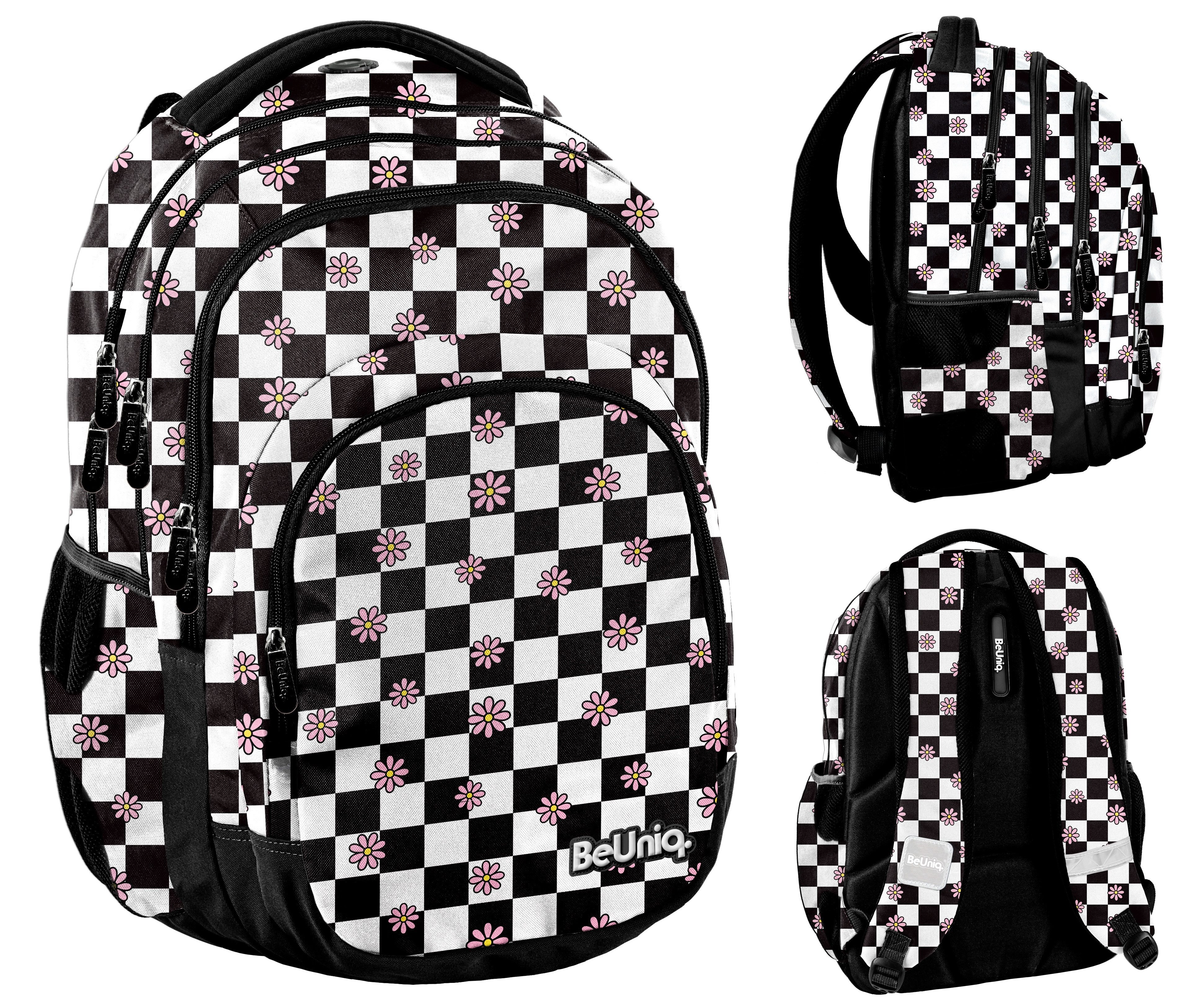 Ebaxx Schulrucksack XL Groß Rucksack Ранці Tasche Schul Mädchen Blumen kariert