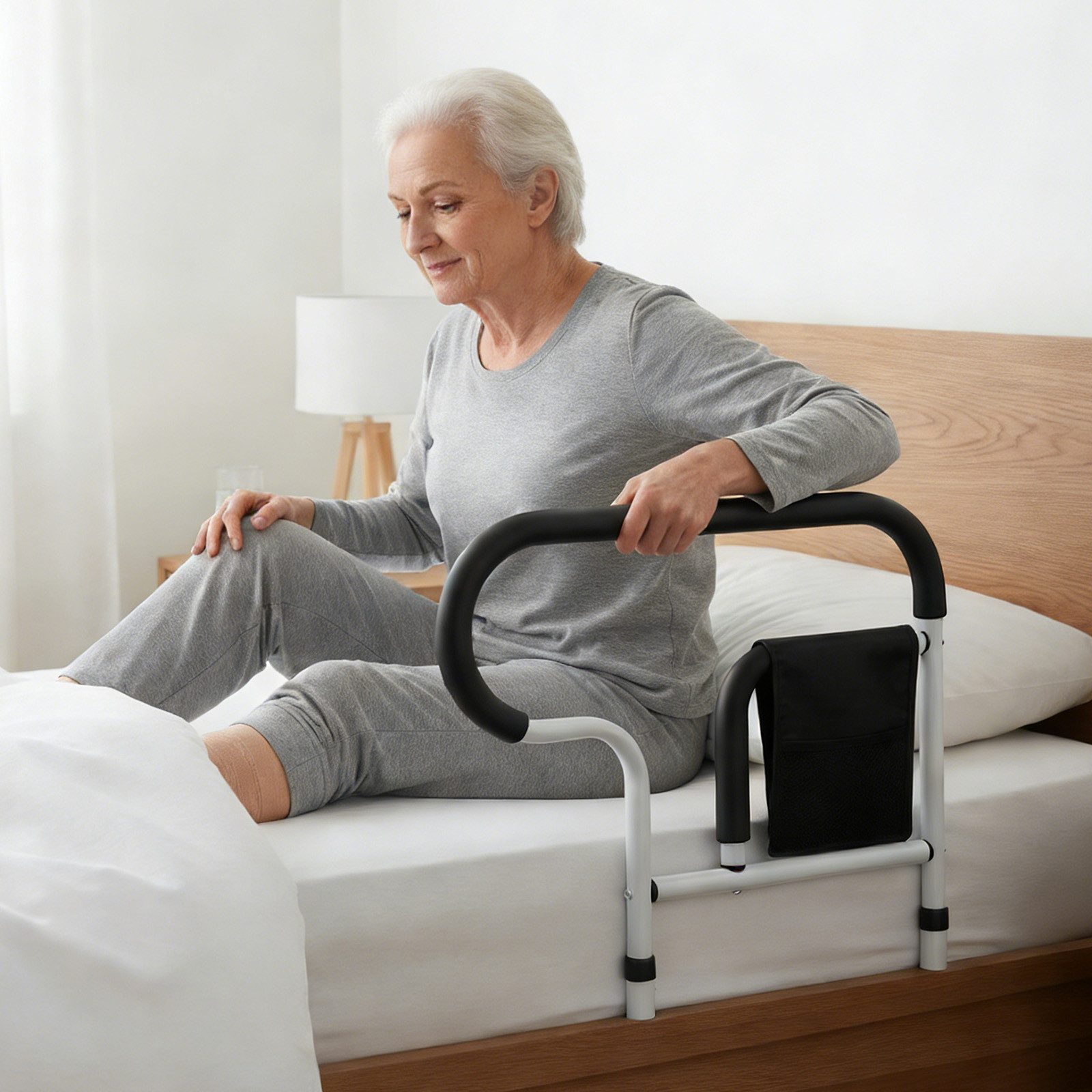 PRIISF Bett - Aufstehhilfe Aufstehhilfe Bett Haltegriffe für Senioren Bettgriff Rausfallschutz, Seitenschutz Bett Einstiegshilfe Aufrichter mit Tasche, rutschfest