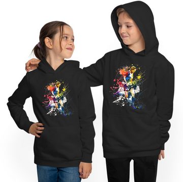 MyDesign24 Hoodie Kinder Kapuzen Sweatshirt - Fußball Hoodie Mädchen in Ölfarben Kapuzensweater mit Aufdruck, i473