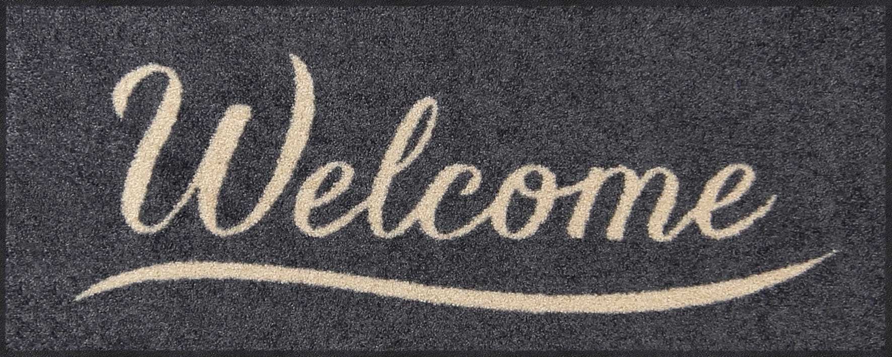 Salonloewe Läufer Fußabtreter klein 30x75 Simply Welcome grey anthrazit, Läufer Mini, Höhe: 300 mm
