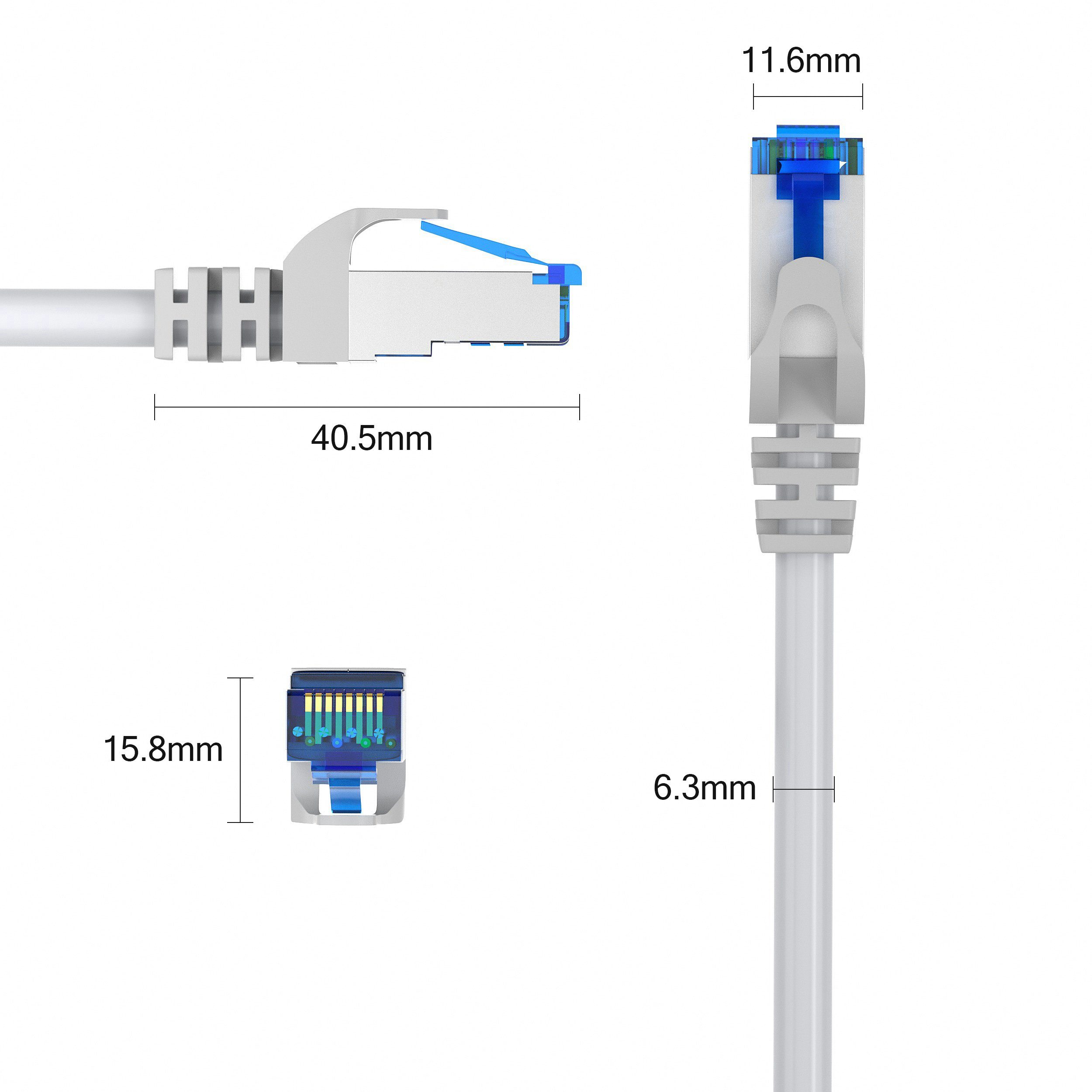 JAMEGA CAT 7 Patchkabel Ethernet RJ45 Netzwerkkabel Rohkabel LAN Kabel LAN-Kabel, CAT.7, RJ-45 Stecker (Ethernet) (2000 cm) – Bild 3 von 5