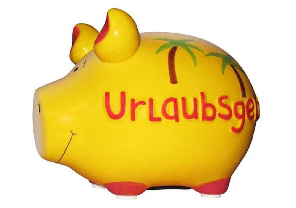 Wurm Spardose KCG Sparschwein "Urlaubsgeld" Keramik Gelb/Rot 12,5x9x9cm