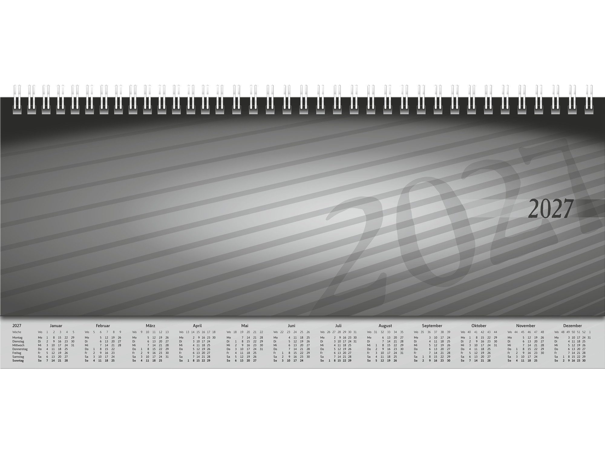 Querkalender Querterminbuch Sequenz 2027 297x105 mm schwarz