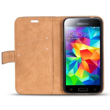 CoolGadget Handyhülle Retro Klapphülle für Samsung Galaxy S5 Mini 4,5 Zoll, Schutzhülle Wallet Case Kartenfach Hülle für Samsung Galaxy S5 Mini