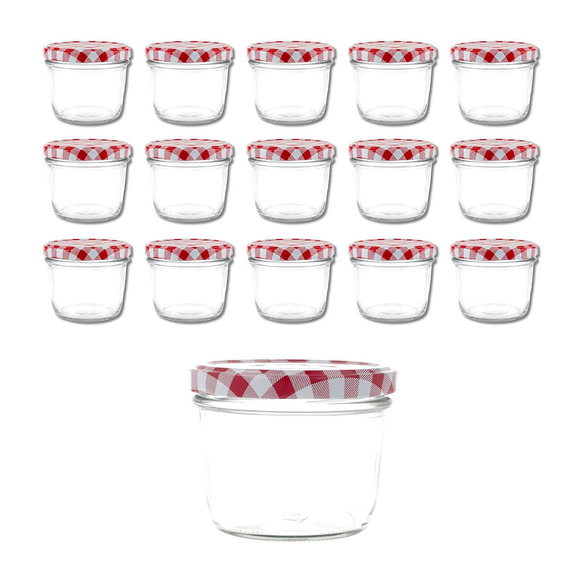 EUROHOME Marmeladenglas EUROHOME® Einmachglas 230 ml, Glas, (15-tlg., Einmachglas 15er Set), Einmachgläser mit Deckel - Schraubgläser