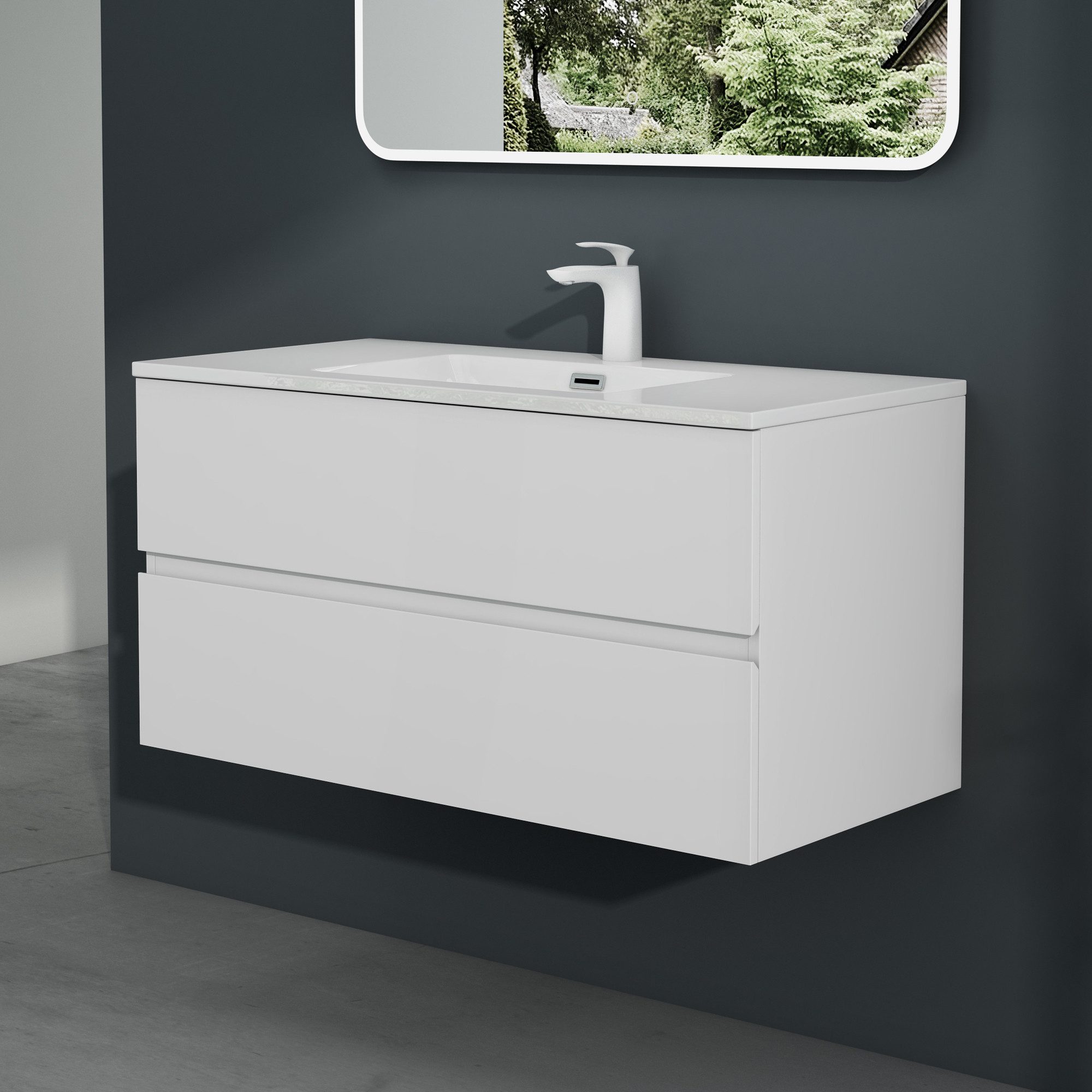 Mai & Mai Badmöbel-Set Waschtisch mit Unterschrank Waschbecken weiß Mineral günstig online kaufen
