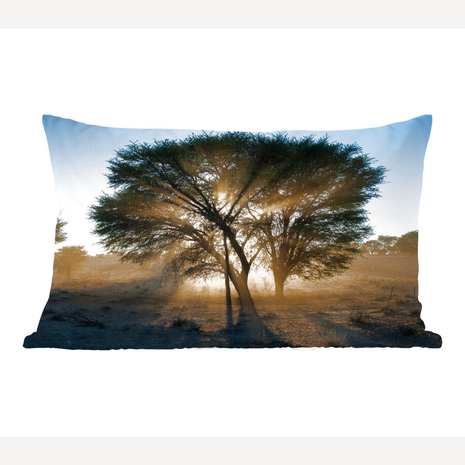 Dekoration, Transfrontier Kgalagadi Park, Silhouette Dornenbaums Dekokissen mit MuchoWow eines im Dekokissen Schlafzimmer Zierkissen, Füllung, Wohzimmer