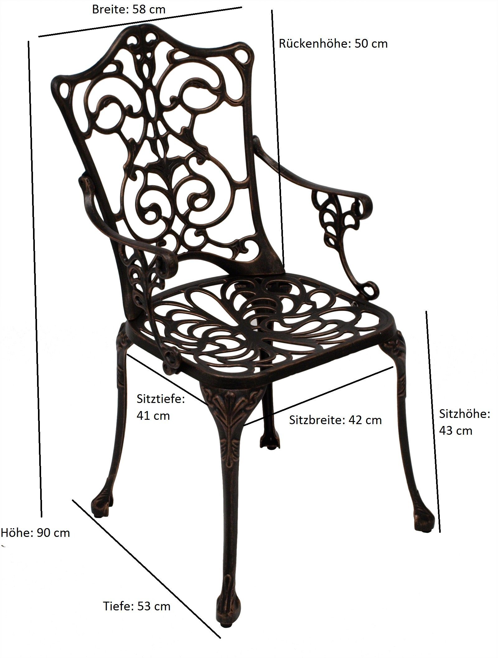 rostfrei Aluguss bronze-antik, Jugendstil (1-St), Gartensessel Farbe DEGAMO