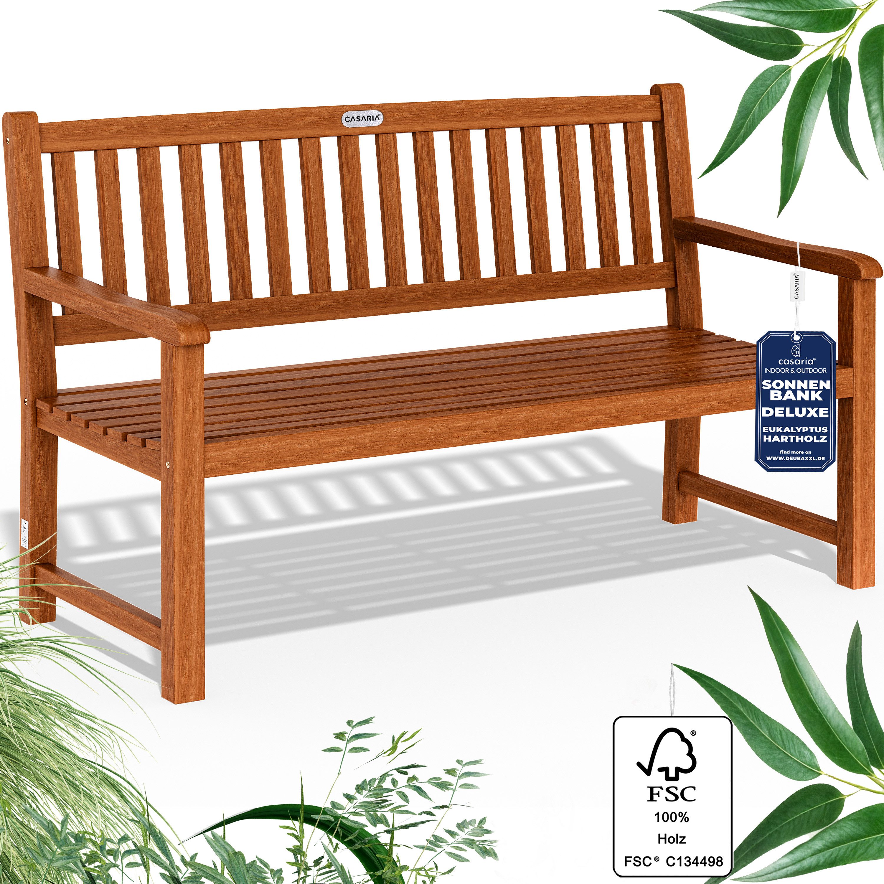 Deuba Gartenbank Maxima, Sitzbank Holz FSC®-zertifiziert 480kg Belastbar Garten Eukalyptus