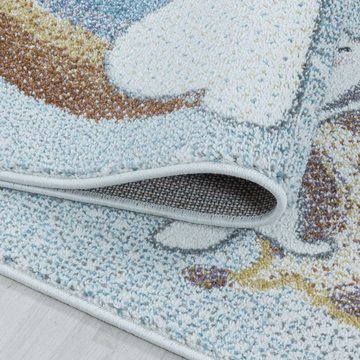 Kinderteppich Kinder Teppich Leonardo Blau, Teppich Boss, rund, Höhe: 9 mm