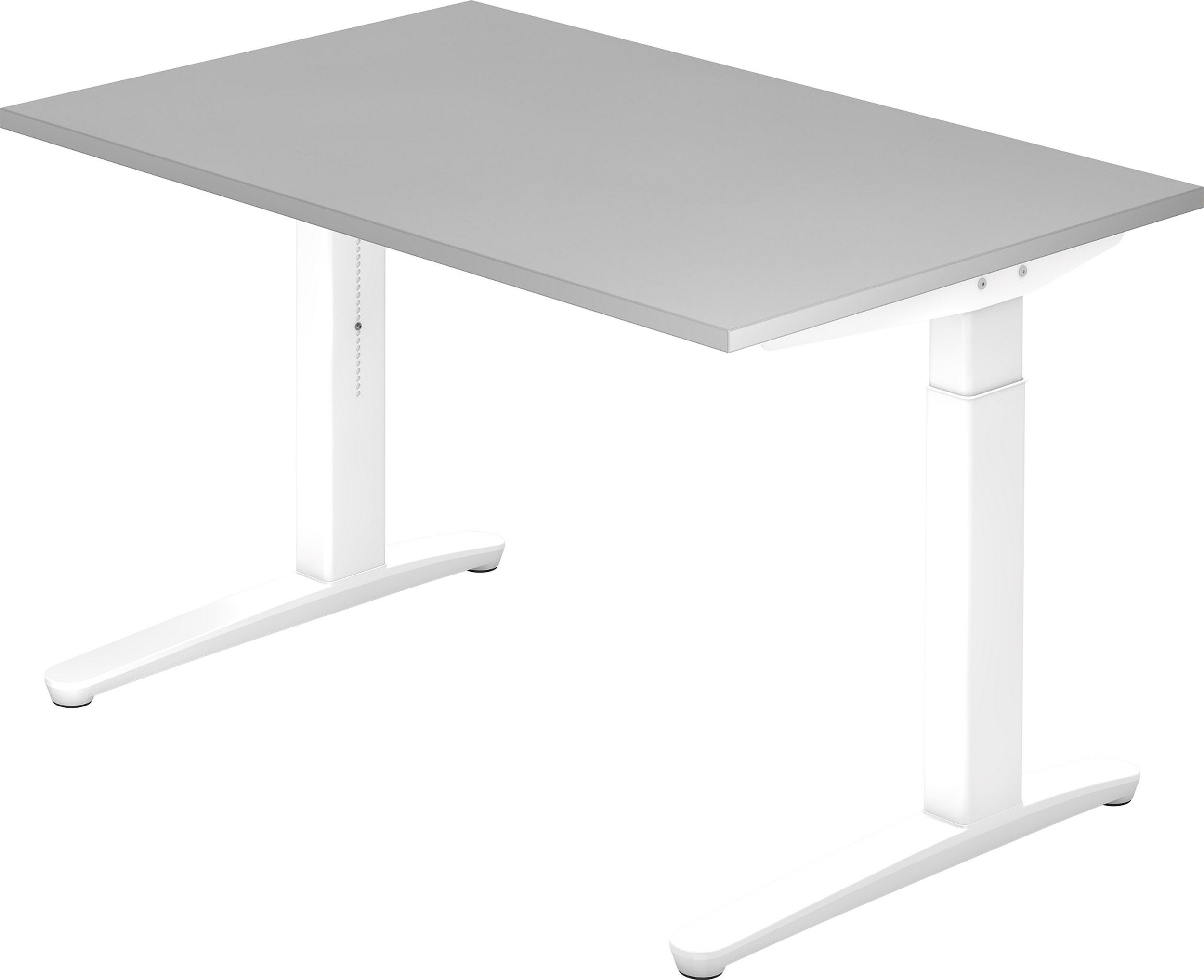 bümö Schreibtisch Schreibtisch Serie-XB, Rechteck: 120 x 80 cm - Dekor: Grau - Gestell: Weiß