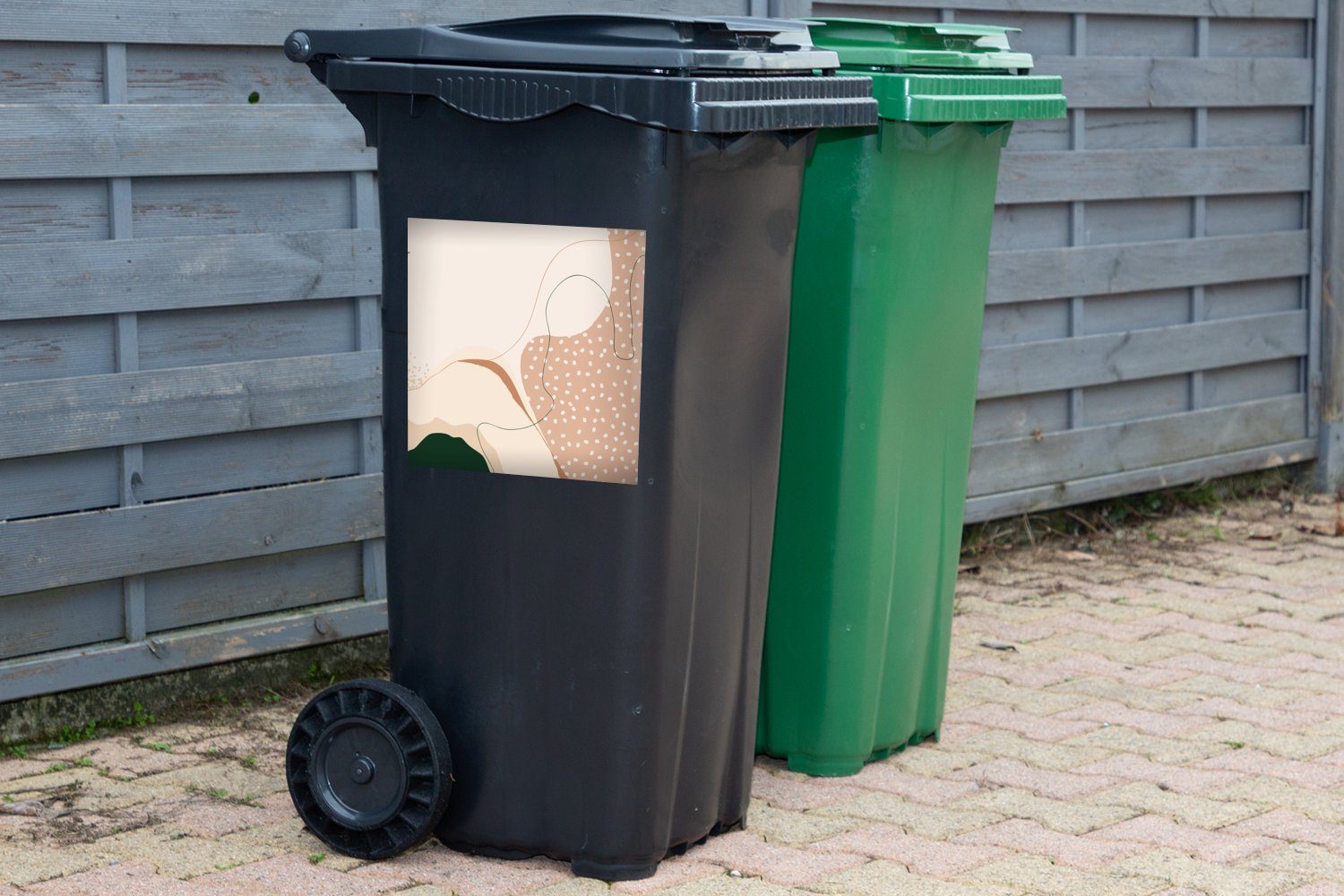 Sand Grün Container, Punkte Wandsticker Abfalbehälter Sticker, (1 Mülleimer-aufkleber, Mülltonne, - MuchoWow Abstrakt St), - -