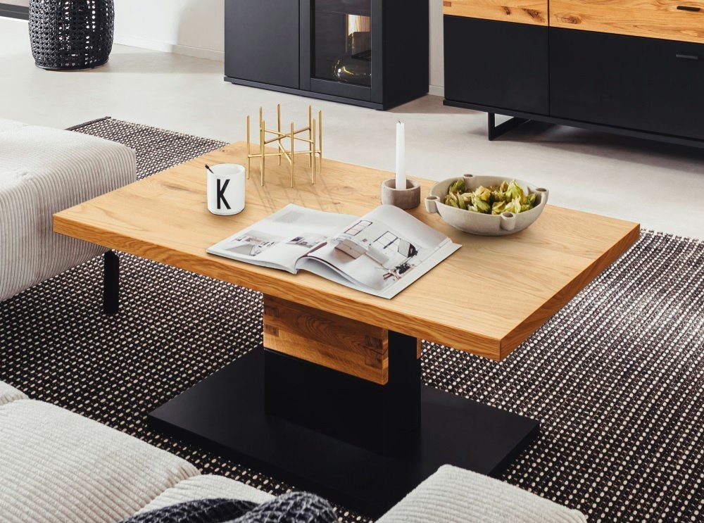 MCA furniture Couchtisch Couchtisch Cesena, Wildeiche / schwarzgrau (No-Set), Breite 105 cm, Tischplatte aus Massivholz