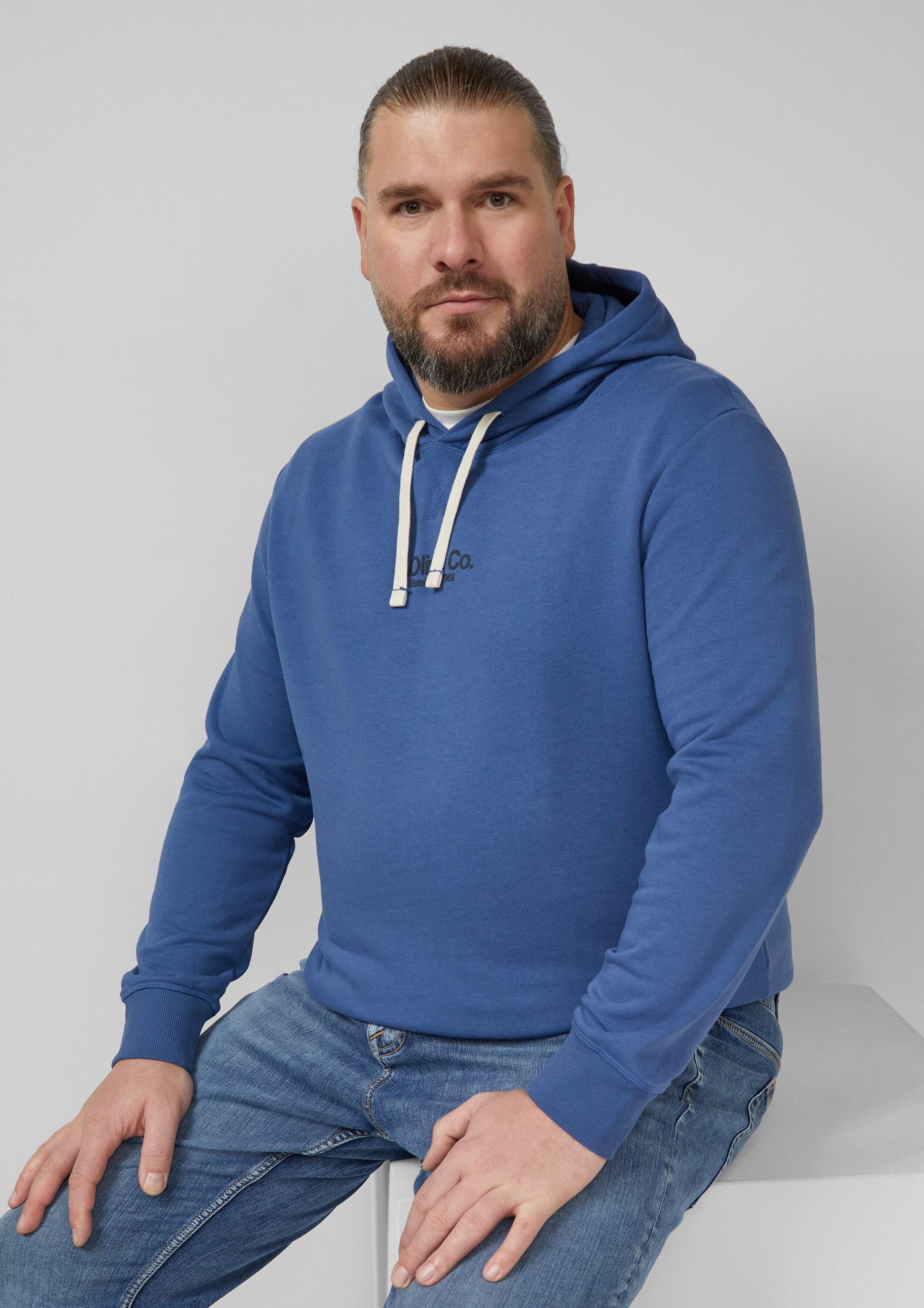 s.Oliver Sweatshirt Sweatshirt Kapuzenpullover aus Baumwollmix mit Logo-Print