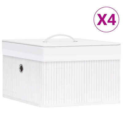 vidaXL Aufbewahrungsbox Bambus Aufbewahrungsboxen 4 Stk. Weiß (4 St)