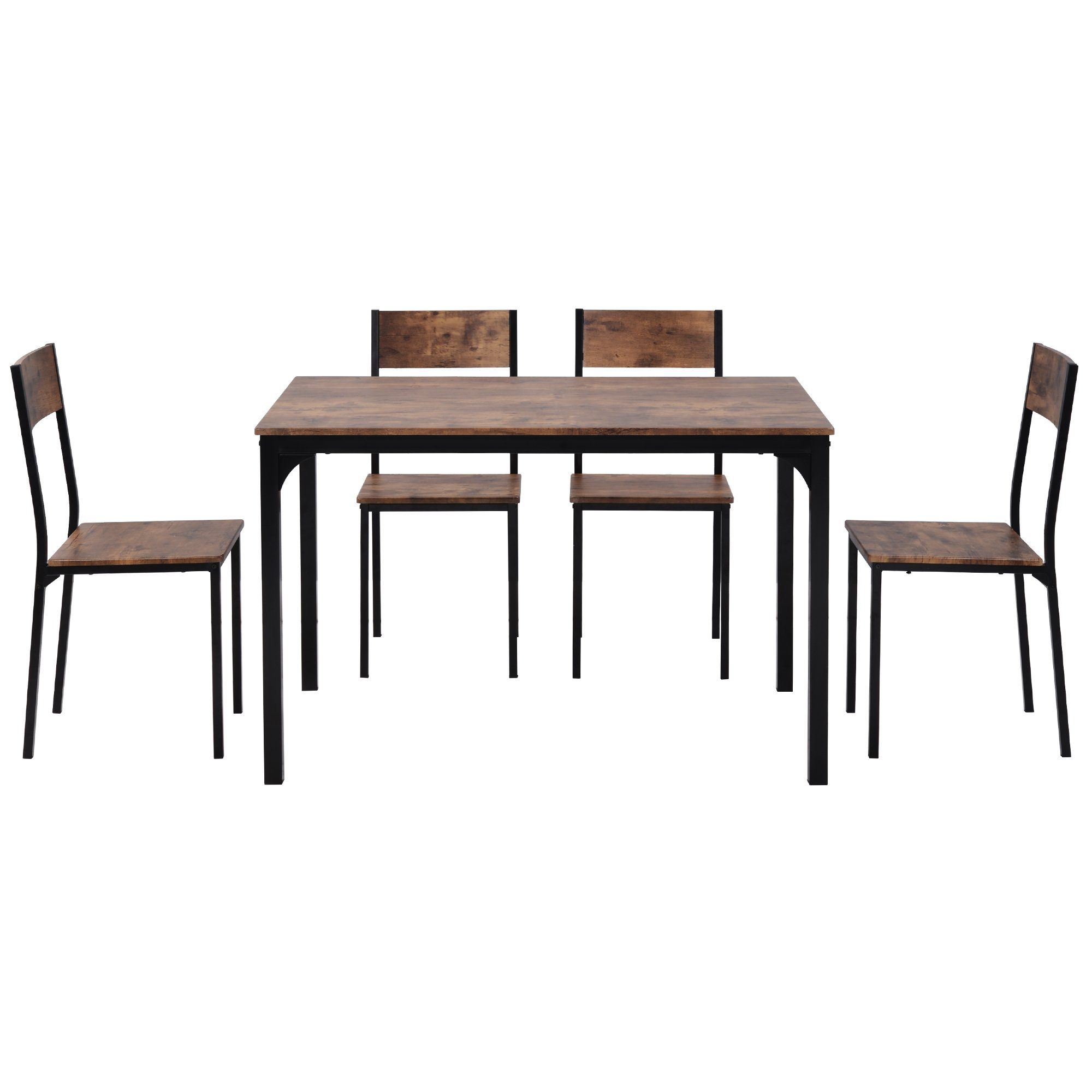 SOFTWEARY Esstisch mit (5-teilig), Esszimmergruppe 4 Küchentisch, Stühlen, Esstisch-Set