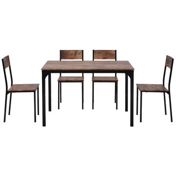SOFTWEARY Esstisch mit 4 Stühlen, Esstisch-Set (5-teilig), Küchentisch, Esszimmergruppe