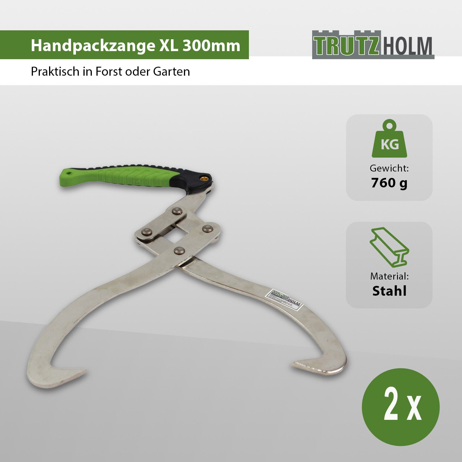 TRUTZHOLM Handpackzange 2x XL 300mm Packzange Handhebehaken Sappie Holzgreifer Heber, Öffnungsweite max. 30 cm, Produkt, 2-tlg.], ungemein
