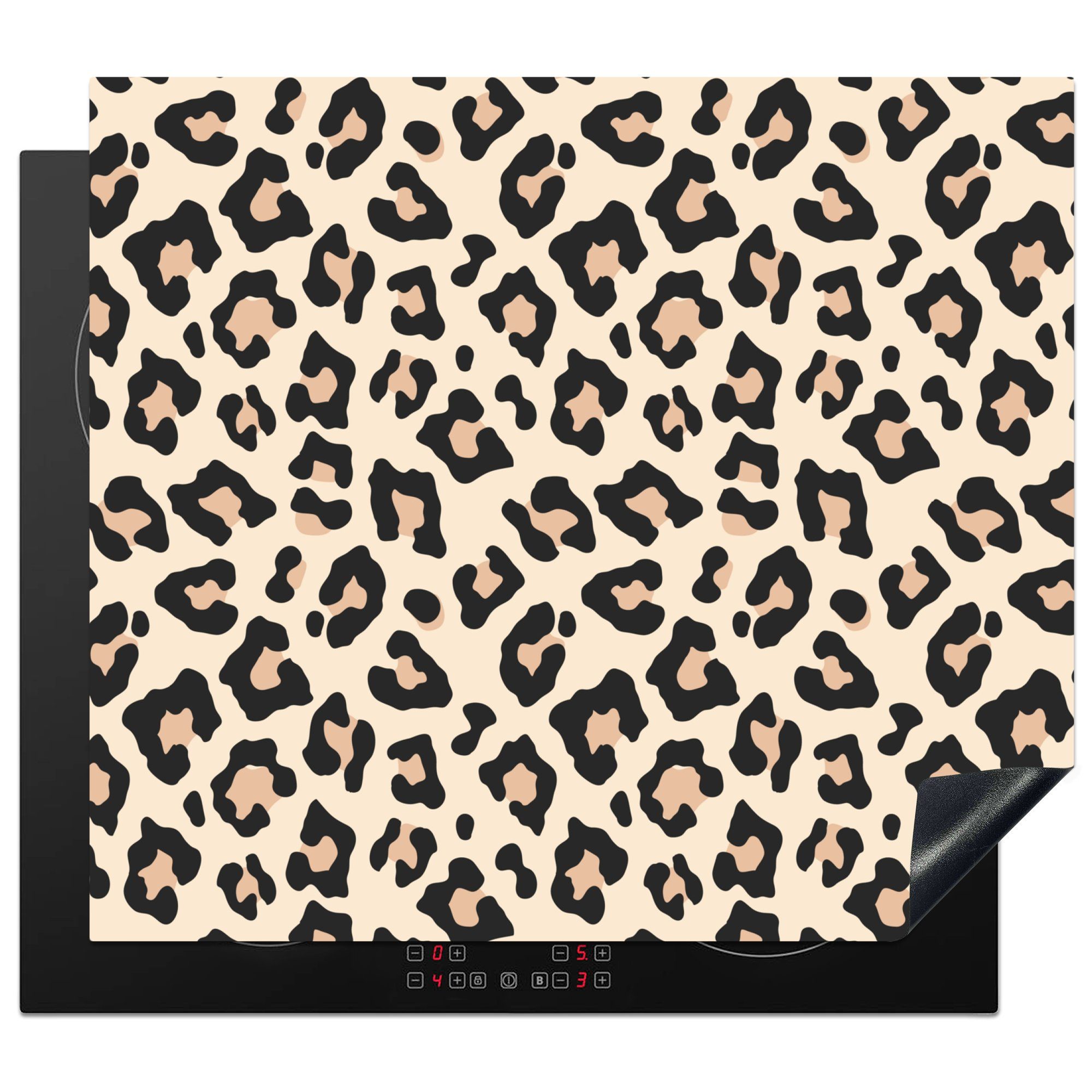 MuchoWow Herdblende-/Abdeckplatte Tierprint - Pantherprint - Rosa, Vinyl, (1 tlg), 59x52 cm, Ceranfeldabdeckung für die küche, Induktionsmatte