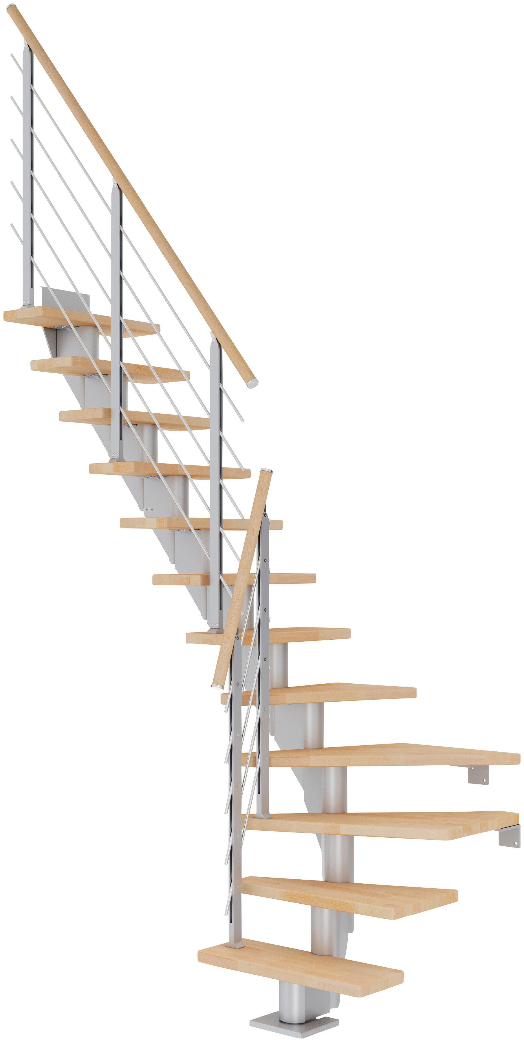 offen Dolle Geschosshöhen Stufen Frankfurt, 279 cm, Mittelholmtreppe für bis