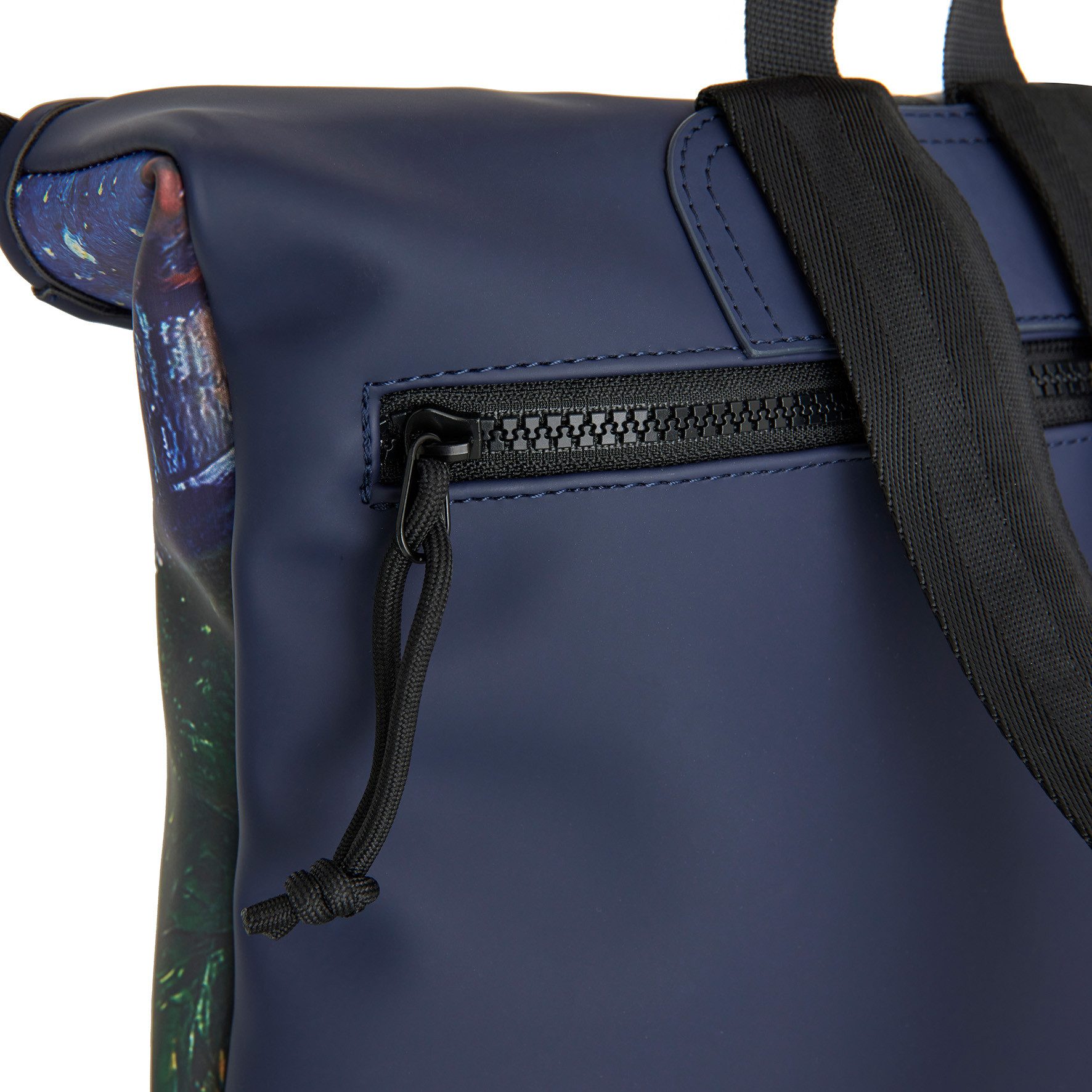 NEW REBELS Cityrucksack kleiner Roll Up RollTop Kurier Rucksack Mart Los Angeles, wasserabweisendes Planenmaterial, Motiv Cafeterrasse nach van Gogh
