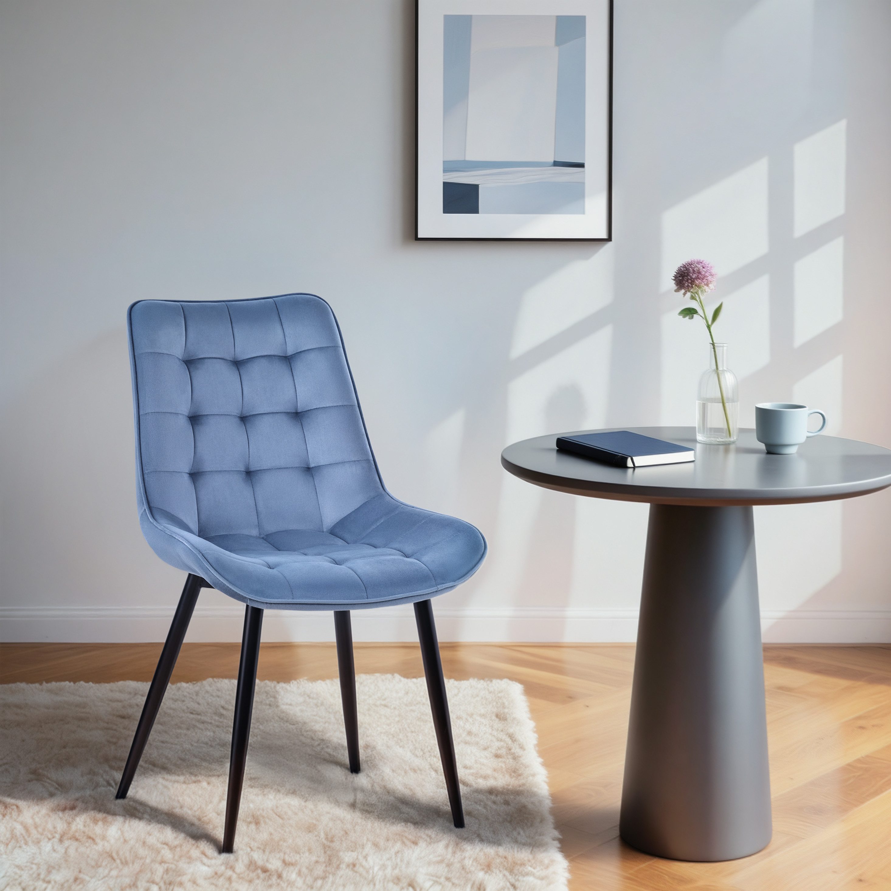 HOMAVO Esszimmerstuhl Stuhlset – Polsterstühle, Samt oder Webstoff, Metall-Füße (Nach EN 12520 geprüft, 4 St), mit Ergonomischer Rückenlehne und Metallbeinen