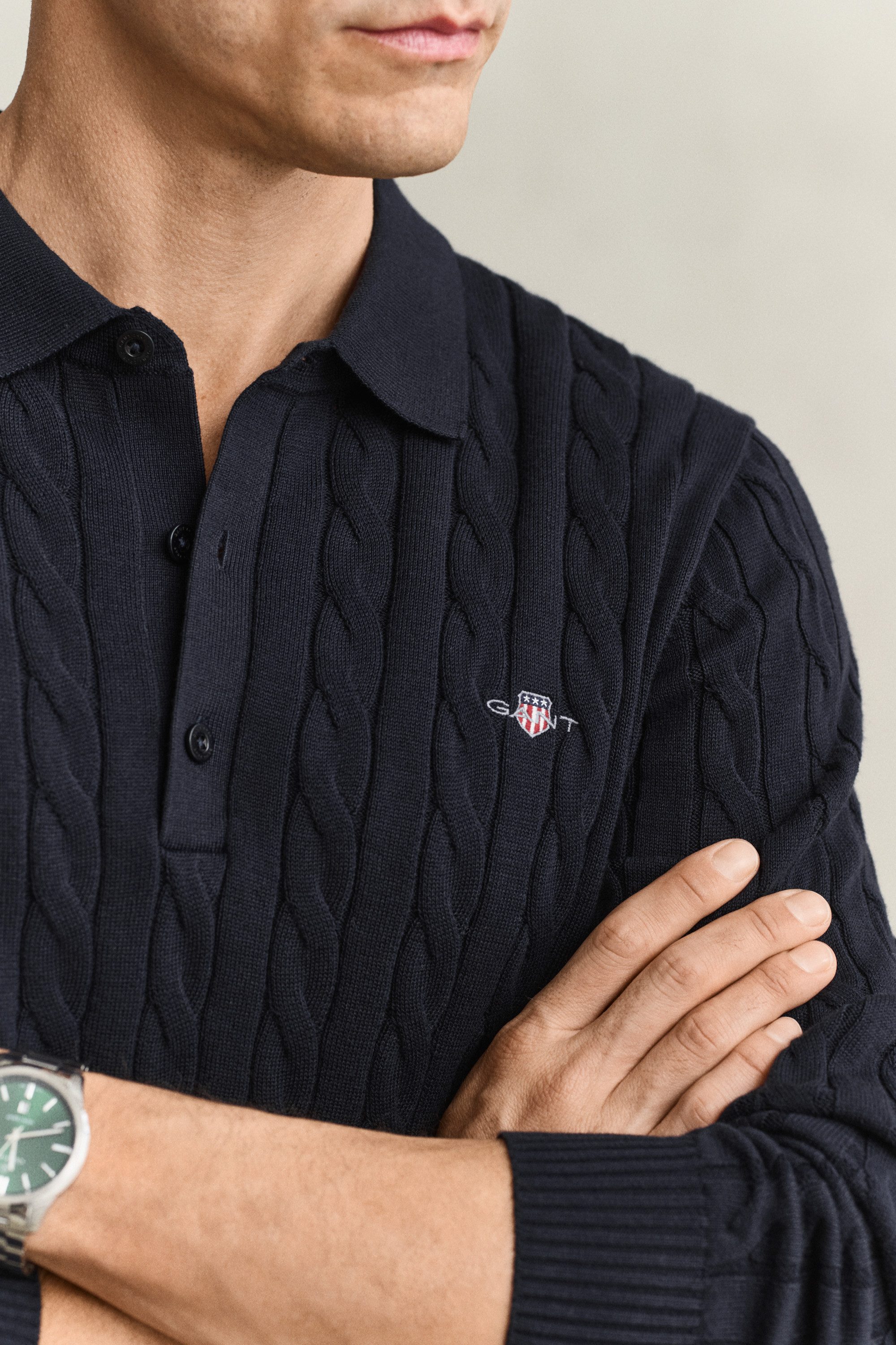 Gant Polokragenpullover COTTON CABLE POLO Regular fit mit Polokragen